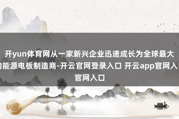 开yun体育网从一家新兴企业迅速成长为全球最大的能源电板制造商-开云官网登录入口 开云app官网入口
