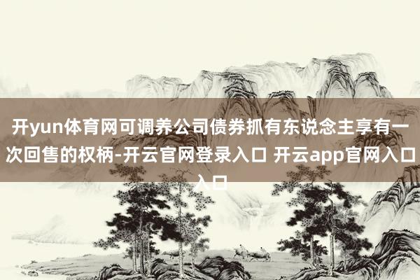 开yun体育网可调养公司债券抓有东说念主享有一次回售的权柄-开云官网登录入口 开云app官网入口