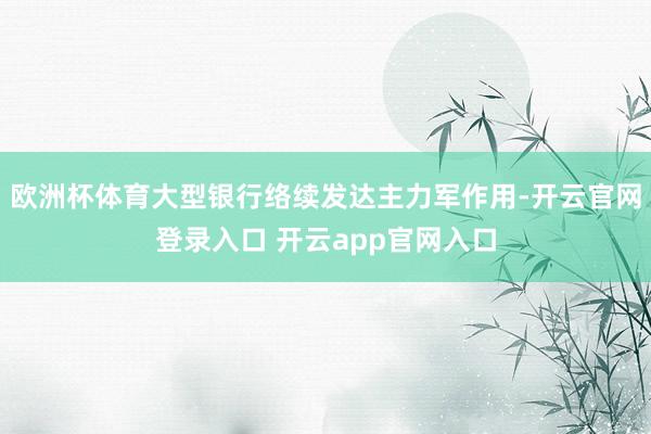 欧洲杯体育大型银行络续发达主力军作用-开云官网登录入口 开云app官网入口