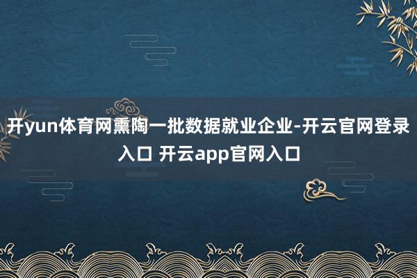 开yun体育网熏陶一批数据就业企业-开云官网登录入口 开云app官网入口