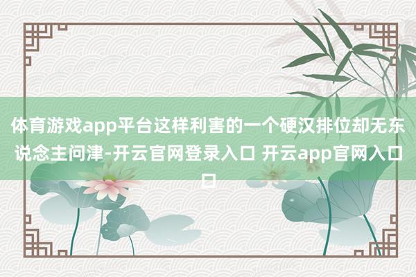 体育游戏app平台这样利害的一个硬汉排位却无东说念主问津-开云官网登录入口 开云app官网入口