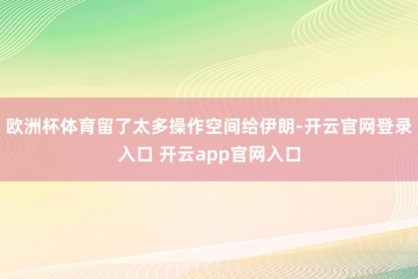 欧洲杯体育留了太多操作空间给伊朗-开云官网登录入口 开云app官网入口