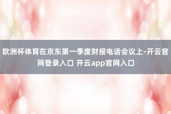 欧洲杯体育在京东第一季度财报电话会议上-开云官网登录入口 开云app官网入口